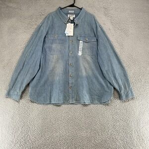 Duluth Trading Co Coolmax Chambray Shirt Mens 3XL Blue Long Sleeve Workwear